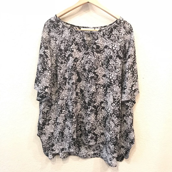 Sejour Short Sleeved Floral Top Nordstrom 2X HP - Picture 7 of 8